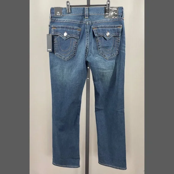 NEW True Religion Jeans Mens 33 blue denim Ricky straight leg designer casual - Picture 11 of 13